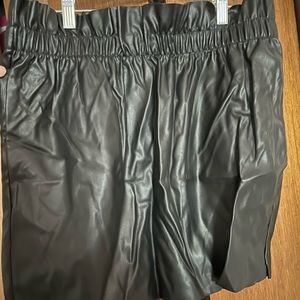 H&M black faux leather skirt.